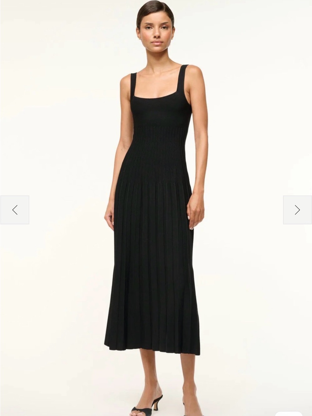 STAUD Black Ribbed Pleated Maxi Dress - Picture 3 of 3